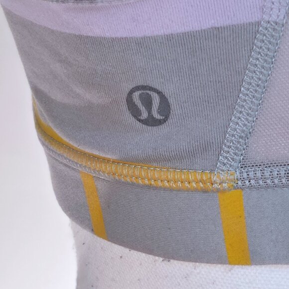 Lululemon Flow Y Bra IV Pop Stripe Heathered Light & Medium Grey/Pretty Purple - Picture 7 of 8